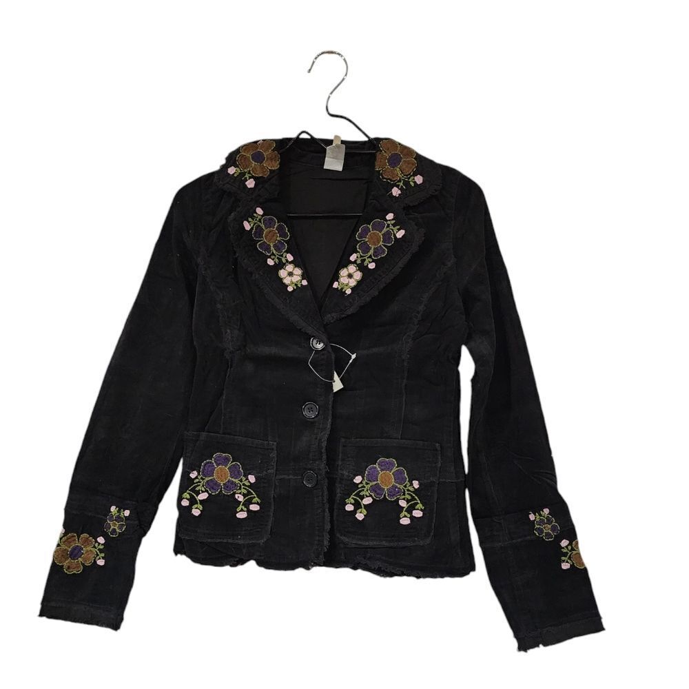 Sandrea Corduroy Embroidered Floral Jacket